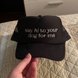 Black Trucker Hat with White Embroidery